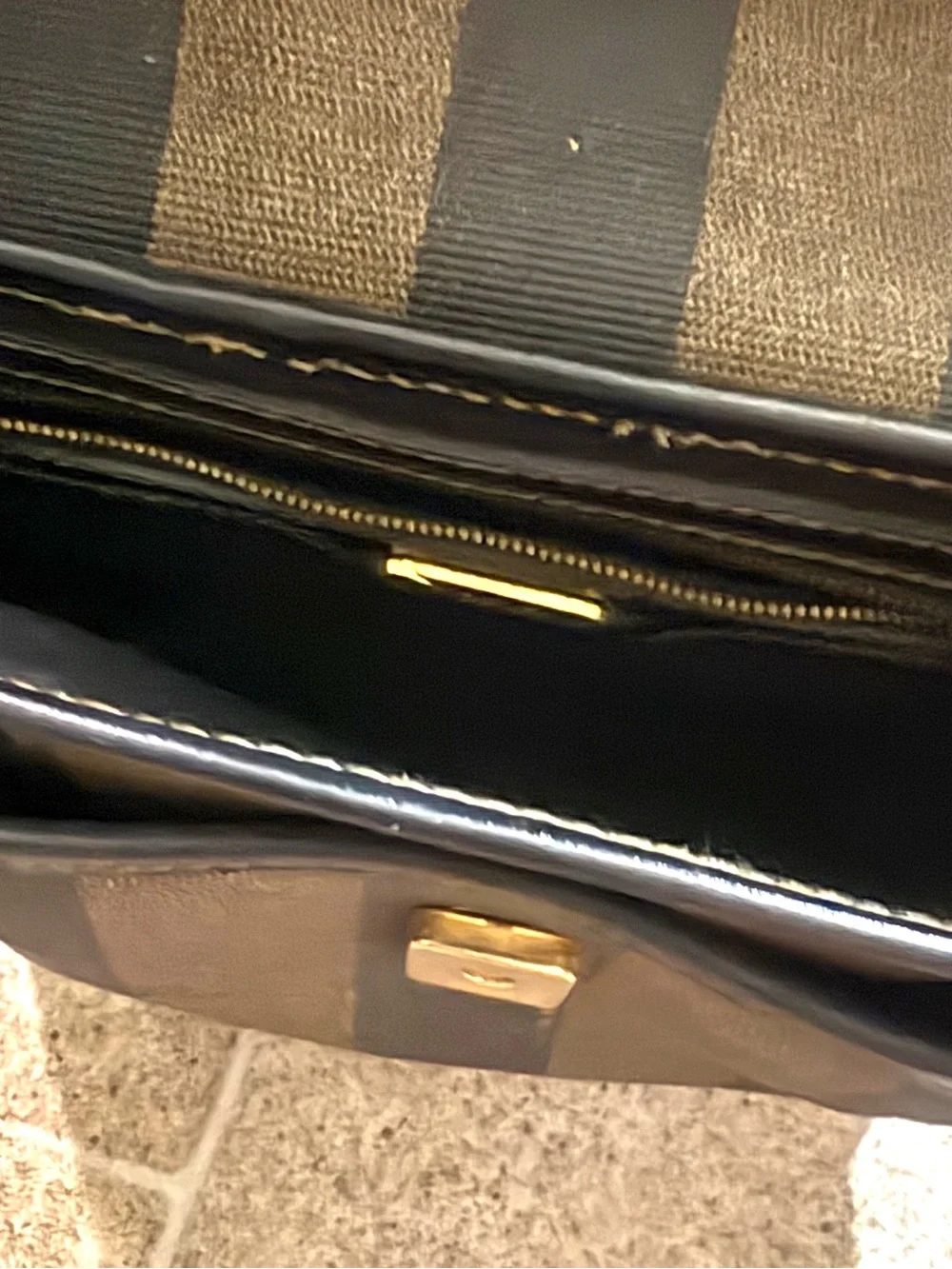 FENDI Vintage Striped Brown Crossbody Shoulder Bag